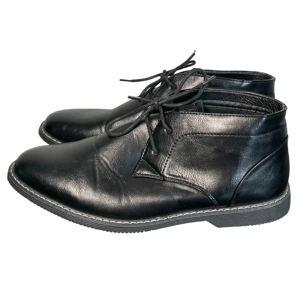 London Fog Mens Blackburn Boots Black Chukka Lace Up Memory Foam Size 10M
